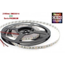 Tira LED 5 mts Flexible 24V 105W 1190 Led SMD 3014 IP20 Blanco Cálido, Serie PREMIUM IRC >90